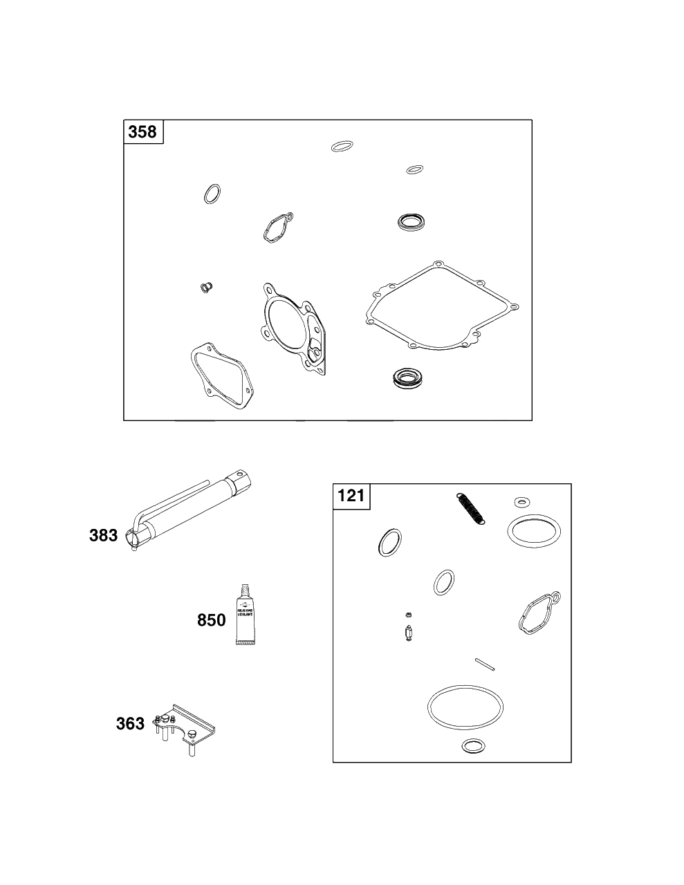 Service Parts And Tools Group Diagram and Parts List for 8P502-0123-H1  Briggs and Stratton Engine